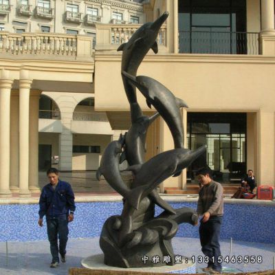 海豚戏球铜雕