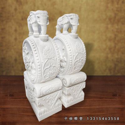 石雕动物大象抱鼓石