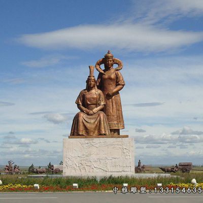 广场铜雕少数民族