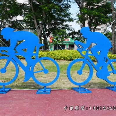 不锈钢公园骑车人物雕塑