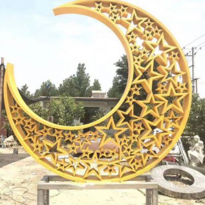 不锈钢发光月亮雕塑