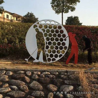 不锈钢打高尔夫球人物