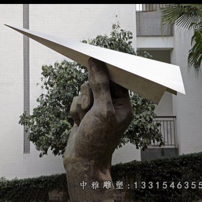 广场不锈钢飞机雕塑