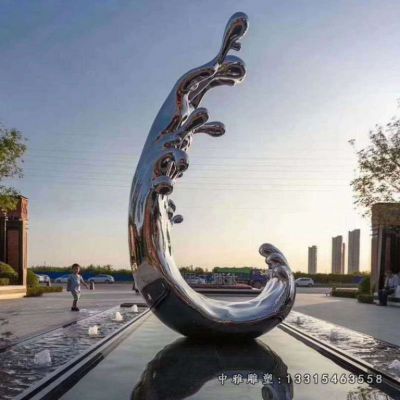 景观不锈钢海浪雕塑