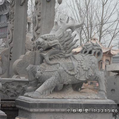 汉白玉麒麟石雕雕塑