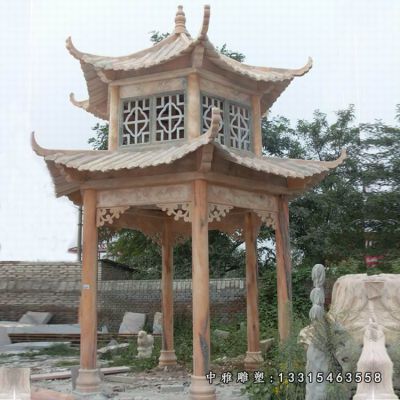 户外石雕双层凉亭