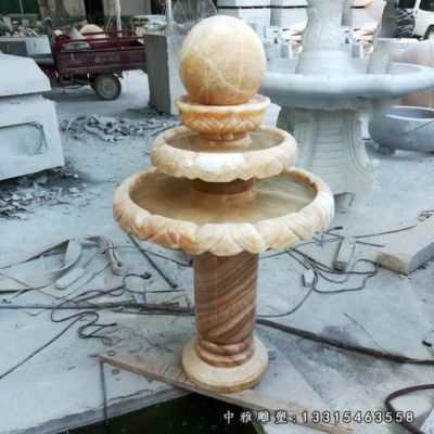石雕三层风水球雕塑