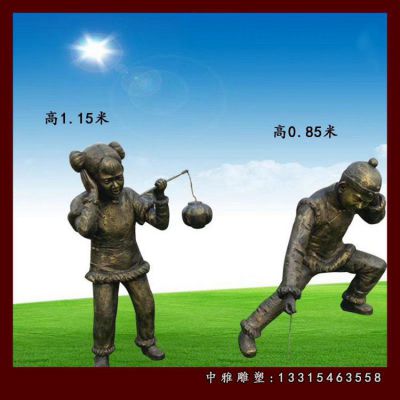 铜雕嬉戏儿童雕塑