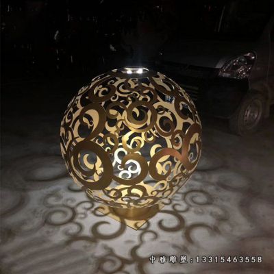 发光不锈钢圆球雕塑