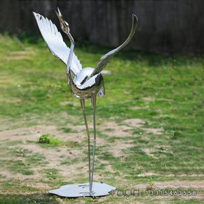 公园不锈钢仙鹤雕塑