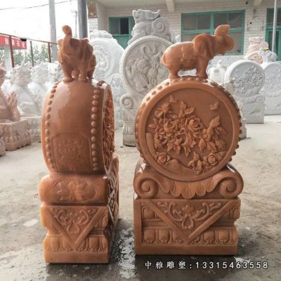 宅门大象石雕抱鼓石