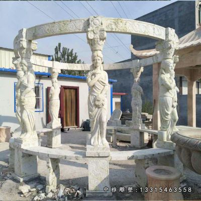 汉白玉石雕凉亭雕塑