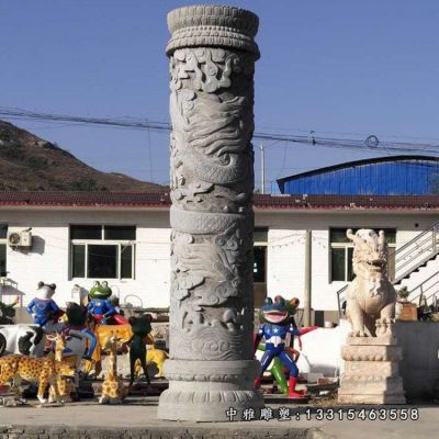 广场石雕龙柱雕塑