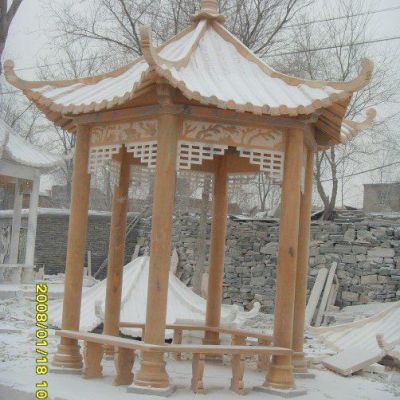 公园石雕六角凉亭