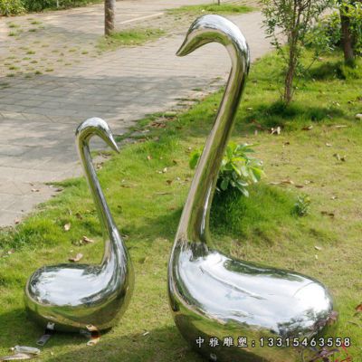 不锈钢动物天鹅雕塑