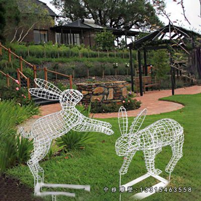 动物兔子不锈钢雕塑