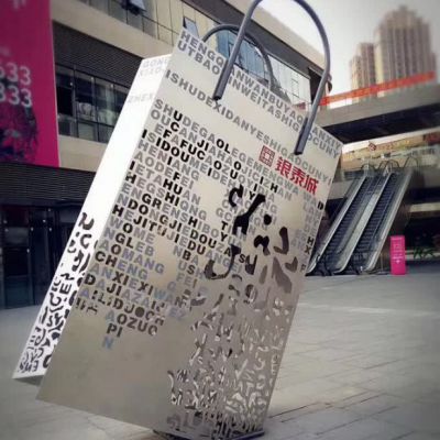 商场不锈钢购物包雕塑