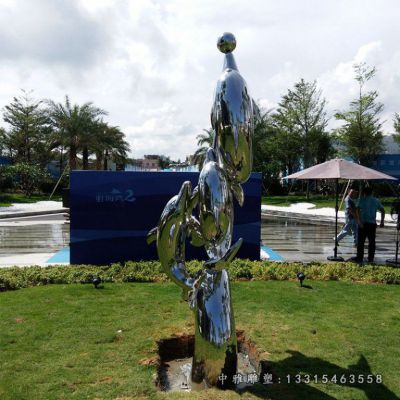 海豚动物不锈钢雕塑