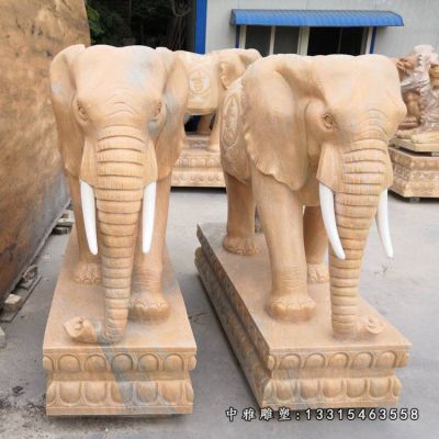 晚霞红大象石雕