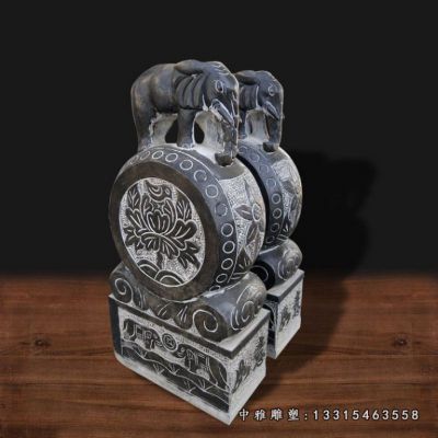 宅门石雕大象抱鼓石