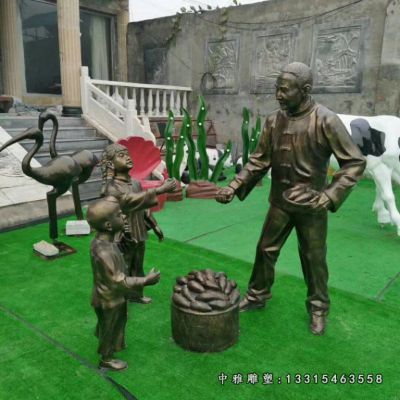 步行街铜雕人物