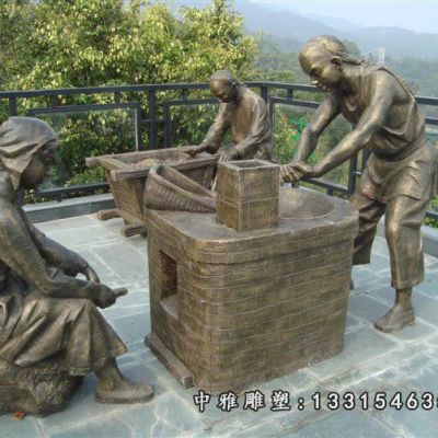 广场铜雕茶文化人物