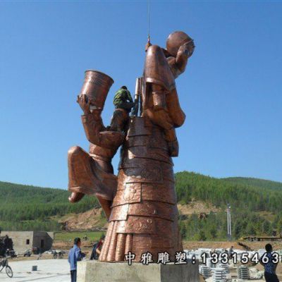 铜雕少数民族人物