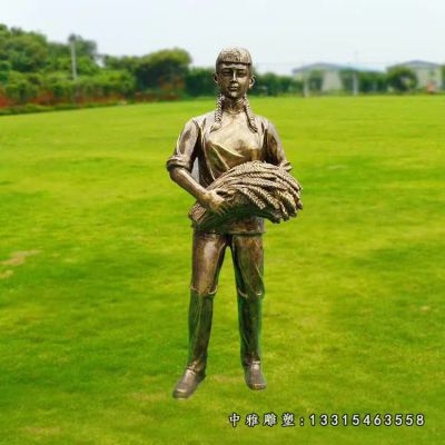 铜雕园林农耕人物