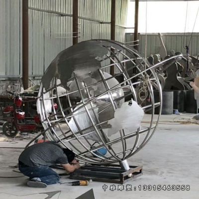 不锈钢广场地球仪雕塑