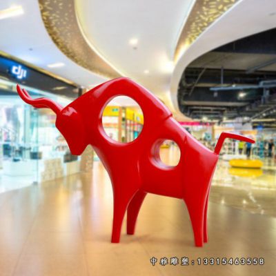 抽象牛不锈钢雕塑