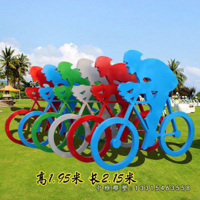 不锈钢抽象赛车人物雕塑