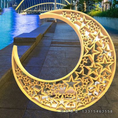 不锈钢广场月亮雕塑