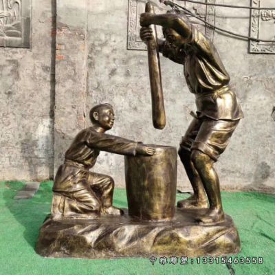 广场铜雕打糍粑人物