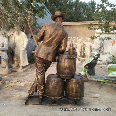 铜雕喝酒人物雕塑