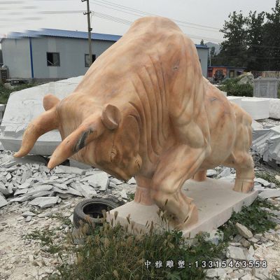 晚霞红犀牛石雕