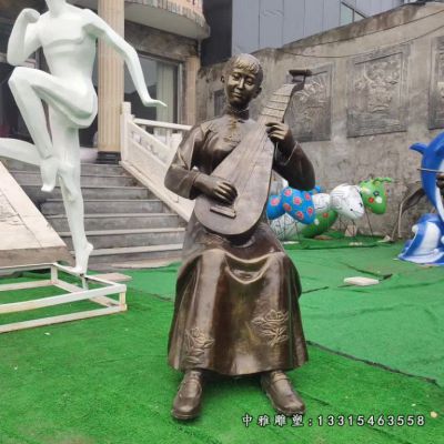 铜雕商业街表演人物