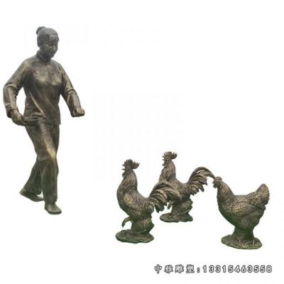 铜雕庭院鸡雕塑