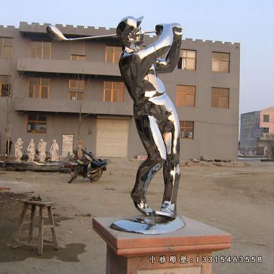 不锈钢运动打高尔夫球人物