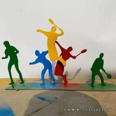 不锈钢打羽毛球人物雕塑