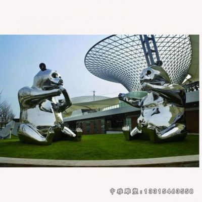 镜面熊猫不锈钢雕塑