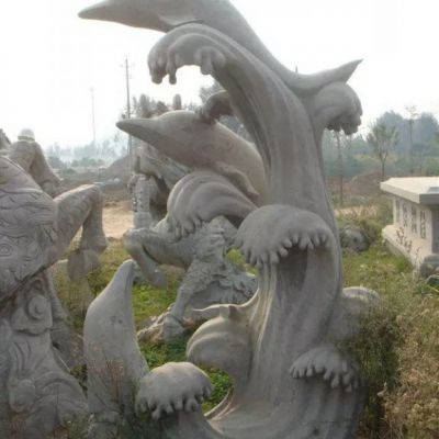 公园海豚石雕