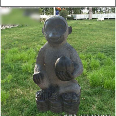 抱桃猴子石雕动物