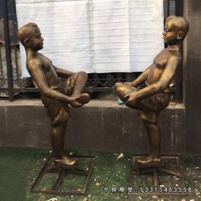 铜雕玩耍儿童雕塑