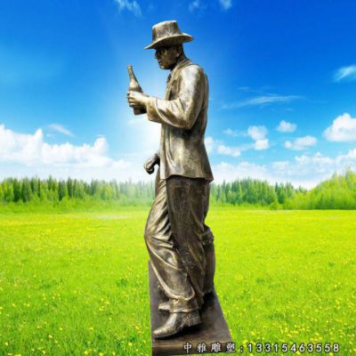 铜雕喝酒人物雕塑