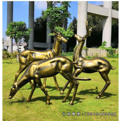 公园铜雕小鹿