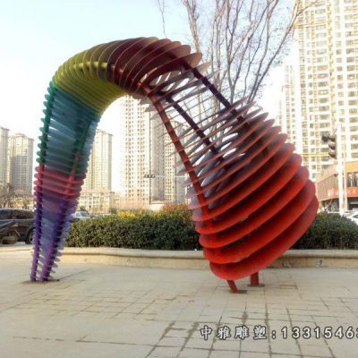不锈钢抽象彩虹雕塑