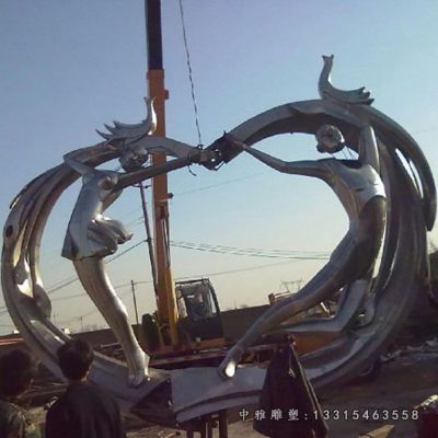 公园跳舞人物不锈钢雕塑