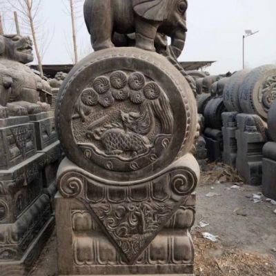 石雕大象抱鼓石雕塑