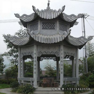 公园石雕双层凉亭