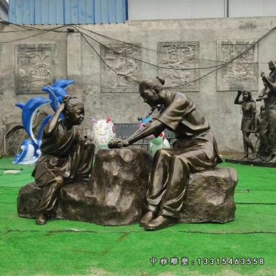 校园铜雕铁杵磨针